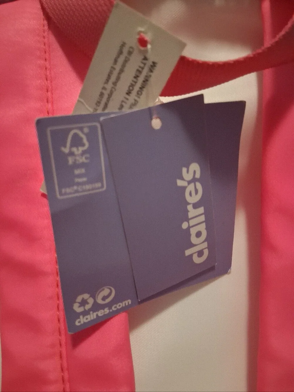 Claires Fluffy School Backpack With Backpack Clip NWT